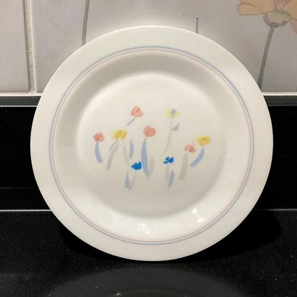 Arcopal France Pastoral Dinner Plate, Vintage Floral Dinnerware, White Tableware